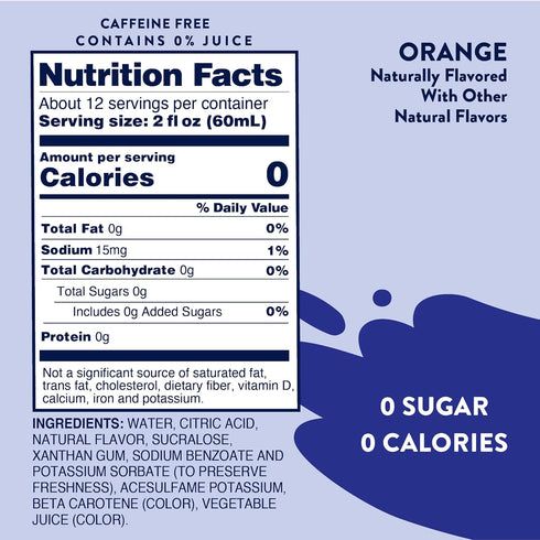 25.4 Oz Jordan's Skinny Mixes Sugar Free Syrup, Orange Soda Flavor, Fruit Flavored Water Enhancer, Drink Mix for Iced