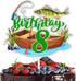 LIANGSS Adorable Fishing Boat 8th Birthday Cake Topper Boys Girls Bass Fish Decorations,