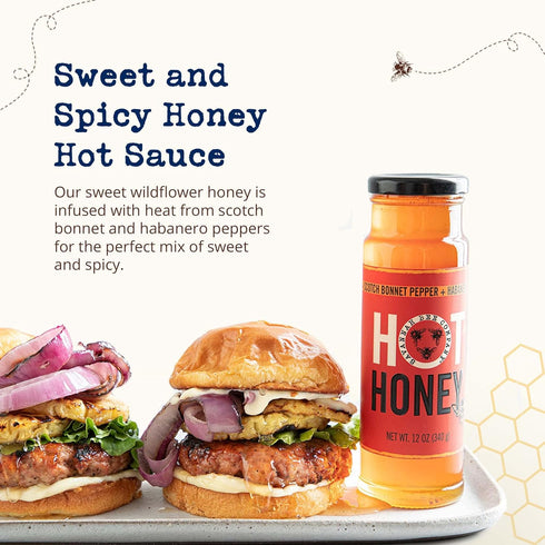 Savannah Bee Company Sweet and Spicy Honey Hot Sauce, 100% Pure, Gluten Free, 12 oz, Infused with Wildflower Honey