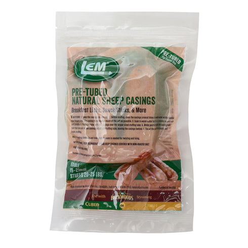 LEM Products Pre-Tubed Natural Sheep Casings, 19-21mm, Edible Sausage Casings, Stuffs Approximately
