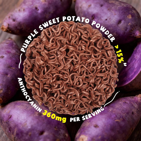 SUNGIVEN 3 2.47 OZ (Pack 10) Organic Ramen Noodles Purple Sweet Potato Healthy Low Sodium Ready in Minutes Non-Fried