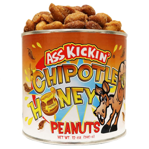ASS KICKIN’ Chipotle Honey Roasted Peanuts, 12 Oz., Ultimate Spicy Gourmet Gift