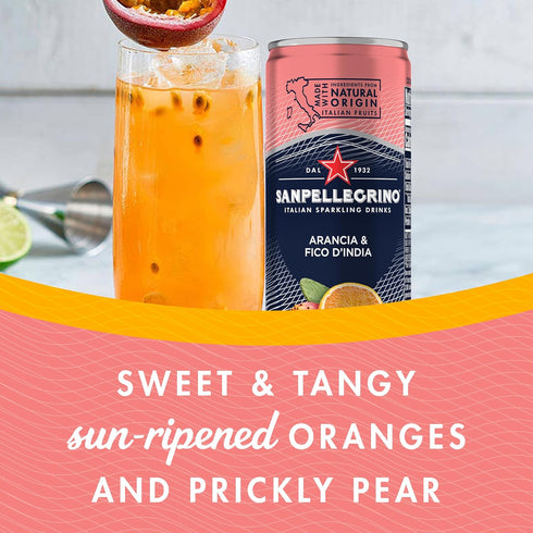 11.15 oz. (6 Count) Sanpellegrino Prickly Pear and Orange Sparkling Fruit Beverage, fl Cans