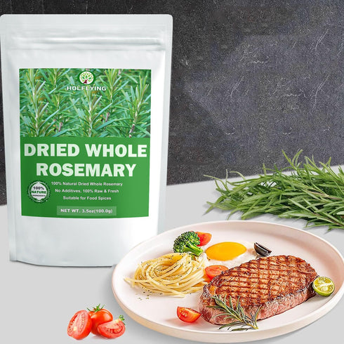 HOLFLYING 100% 3.5oz(100g), 60-80 Natural Dried Whole Rosemary Sprigs, Rosemary Sprigs Spices, Pcs Sprigs, Perfect