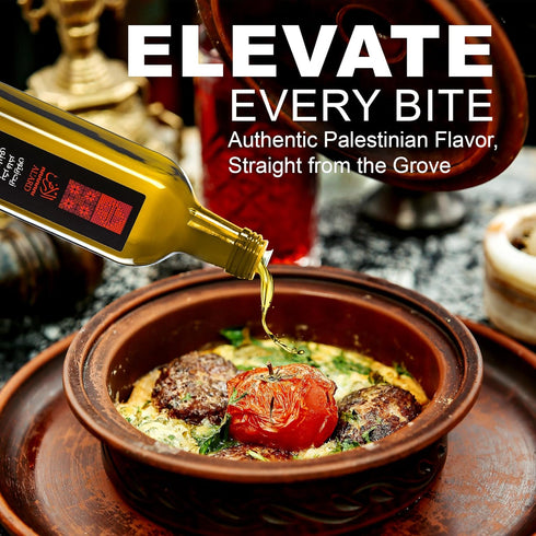 750ml 25.33 Oz Al'Ard Palestinian Extra Virgin Olive Oil, Cold Pressed Olive Oil from Palestine, Smooth Balanced