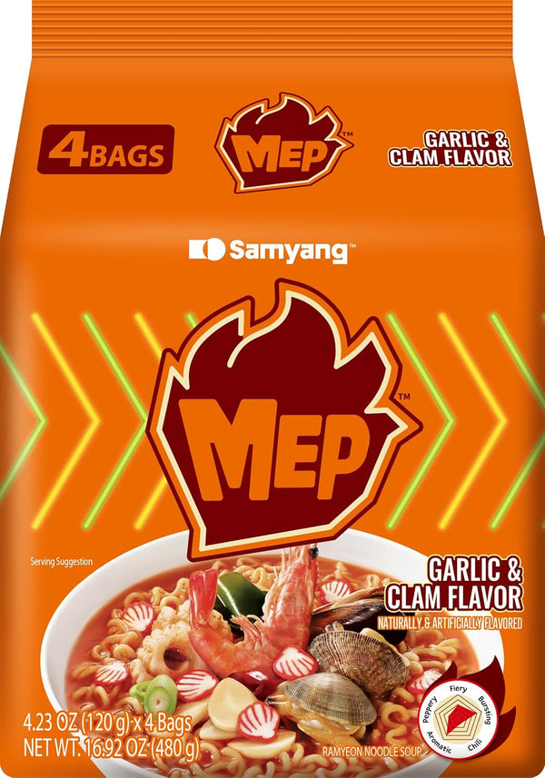 Samyang MEP Garlic Clam Ramen, Spicy Korean Instant Noodle Soup, ENHYPEN Pick,