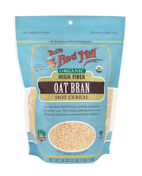 18oz (Pack 4) Bob's Red Mill Organic Oat Bran, of - Non GMO, Vegan, Kosher