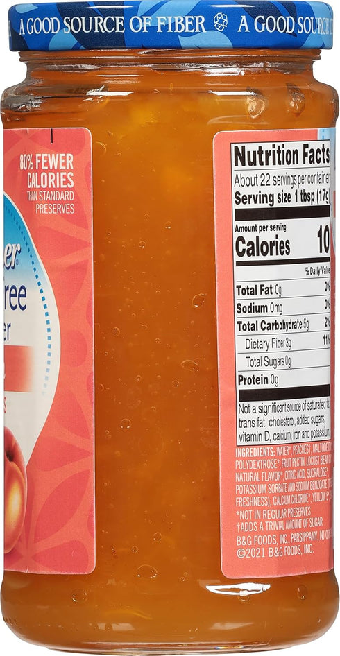 Polaner 13 Sugar Free with Fiber, Peach Jam, Ounce