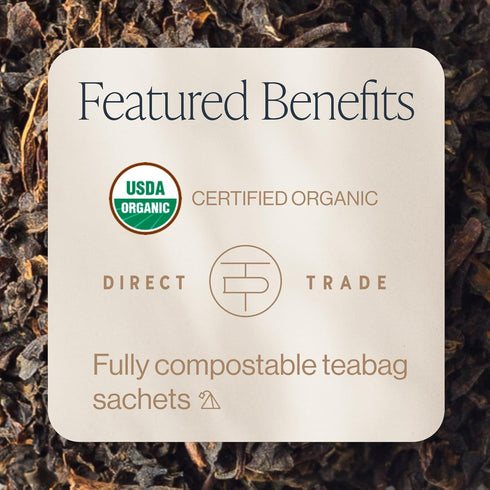 50 Count Rishi Tea English Breakfast Tea - Organic Sachet Tea Bags, Energizing & Caffeinated Pure Black Tea, Ideal