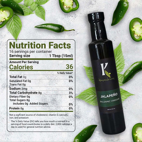 250 ml 8.5 oz Kasandrinos Jalapeno balsamic vinegar, Greek salad dressing, Aged balsamic vinegar Used to enhance salad