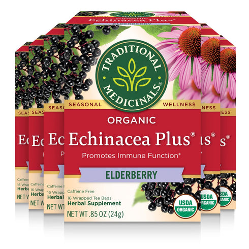 Traditional Medicinals Tea, Organic Echinacea Plus Elderberry, Boosts the Immune System, 96