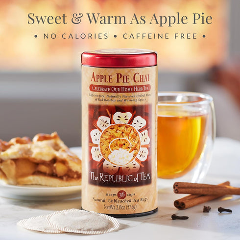 36 The Republic of Tea - Apple Pie Chai Herbal Tea, Tea Bags