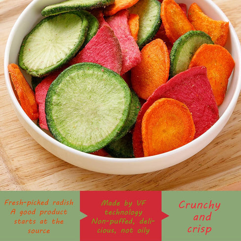 laweny 6.70oz snacks190g Dry radish slices freeze-dried three-color radish slices fruit and vegetable crisp slices