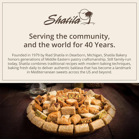 30-Pieces Shatila Food Products Half Ramadan Assorted Fillo Mix Baklava Box, Assorted Baklawa Pastry, Mediterranean