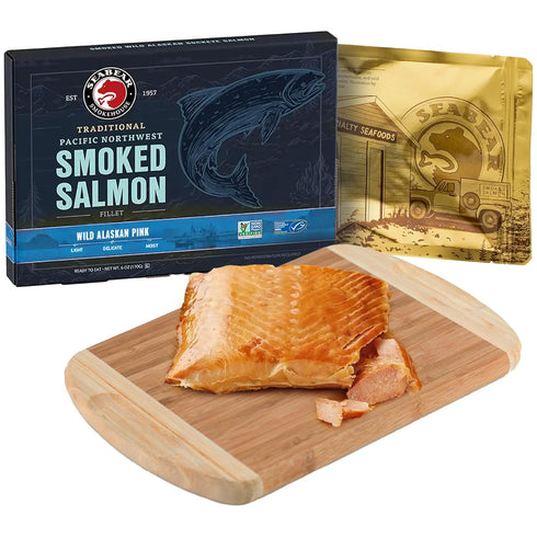 SeaBear Wild Alaska Pink Smoked Salmon, 6oz Fillet, Shelf-Stable Wild Caught Smoked
