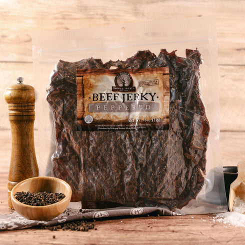 16oz Mahogany Smoked Meats: Peppered Beef Jerky