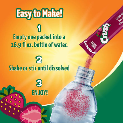 (12 72 72 Crush, Strawberry Powder Drink Mix - boxes, sticks) Sugar Free & Delicious, Makes flavored water beverages