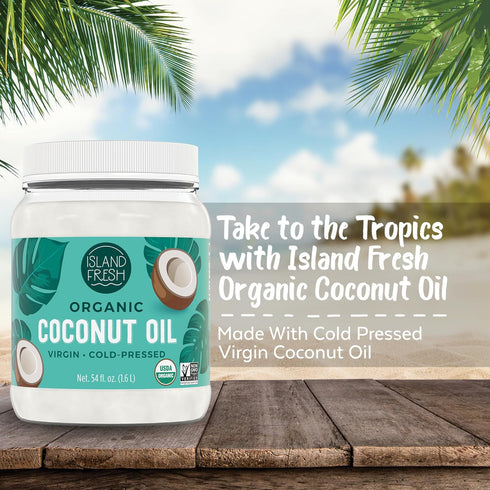 54 oz Island Fresh Organic Coconut Oil, Extra Virgin, Cold-Pressed, fl USDA Organic, Non-GMO for Cooking, Baking, Hair