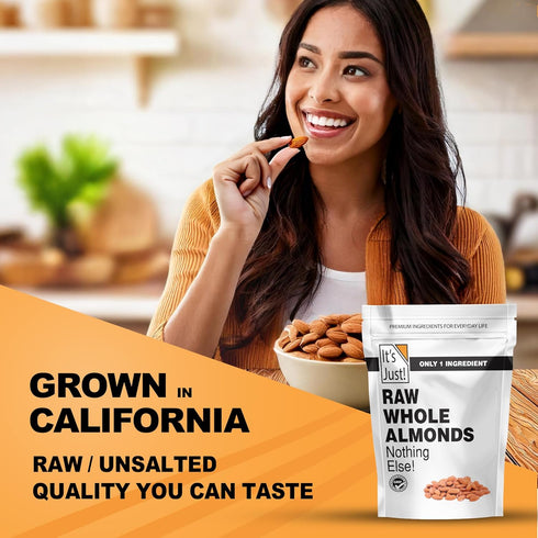 32oz (2lbs) It's Just! Raw Whole Almonds - Unsalted, Premium Quality, Grown in California