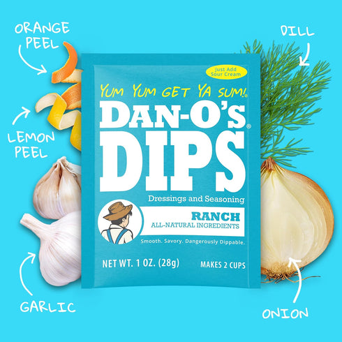 Pack (16 Pack) Packets Dan-Os Dips Variety Ranch, Mexi-Ranch, French Onion & Dill Dip Mixes All-Natural Seasoning Just