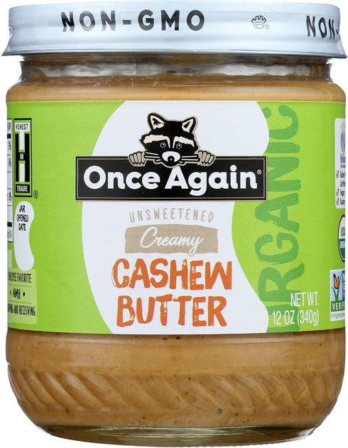 Once Again Organic Creamy Cashew Butter, 12oz- Unsweetened - USDA Organic, Gluten