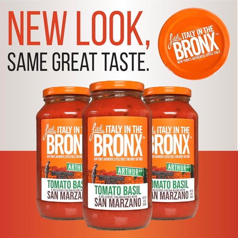 24oz (3-Pack) Little Italy Bronx Tomato Basil Sauce - Tomato Sauces, Pasta Sauce, Spaghetti Sauce, Tomato Basil Sauce