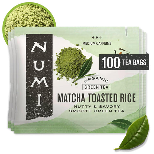 Numi Organic Matcha Toasted Rice Tea, 100 Matcha Tea Bags, Flavorful Green