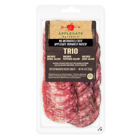 Applegate , Natural Uncured Genoa Salami Trio Sliced, 6oz