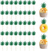 48PCS Pineapple Cupcake Donut Cake Toppers, Cute Picks for Summer Tropical Hawaiian Party Cake Decorations