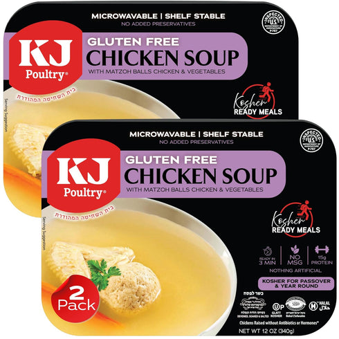 KJ Poultry Kosher for Passover Gluten Free Meals, Chicken Soup with Non