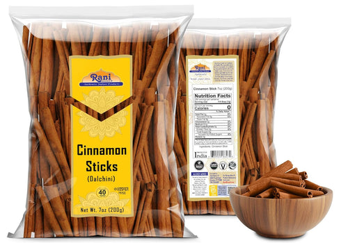 Rani Cinnamon Sticks 7oz (200g), 36-44 Sticks, Strong Aroma for Baking, Cooking & Beverages, Cassia Saigon Cinnamon