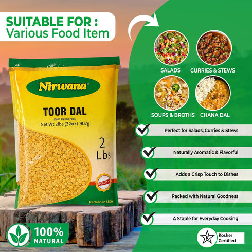 32 oz Split Pigeon Peas (Toor Dal) Traditional Lentils for Everyday Cooking & Pantry Use