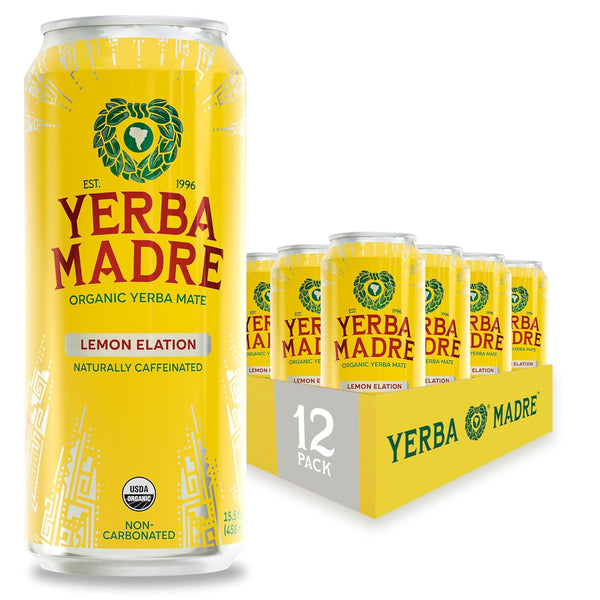 Yerba Madre Organic Yerba Mate, Lemon Elation, 150mg Natural Caffeine, Energy Drink