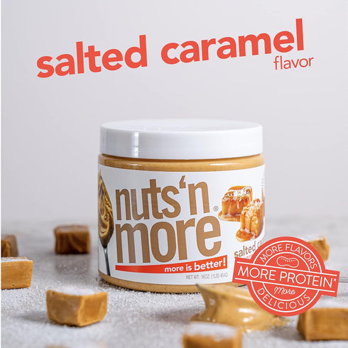 (15oz Nuts N More Salted Caramel Peanut Butter Spread - High Protein, Low Carb, Low Sugar, Gluten Free, Non-GMO