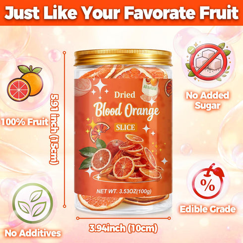 3.53oz 35+ Dried Blood Orange Slices, Natural Dehydrated Blood Orange for Cocktails Garnishing, Tea, Baking, Wreaths
