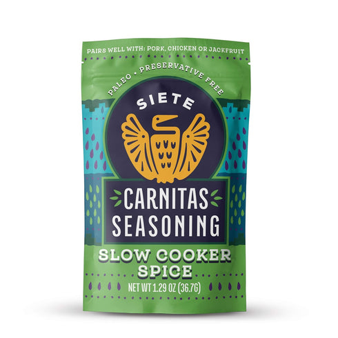 Siete Carnitas Seasoning Mix | Gluten Free | Vegan | Paleo | Preservative Free, 6 Packets, 42 Servings, Slow Cooker