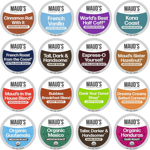 Maud's Coffee Lovers Variety Pack Coffee Pods, 40 ct, 16 Assorted Flavors, Compatible with Keurig