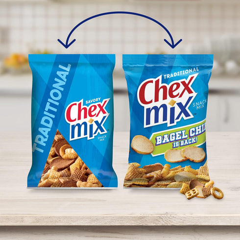 15 oz (Pack 8) Chex Mix Snack Mix, Traditional, Savory Snack Bag, Family Size