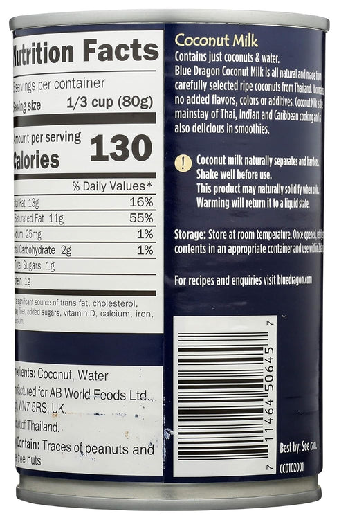 13.5 Oz Blue Dragon Regular Coconut Milk