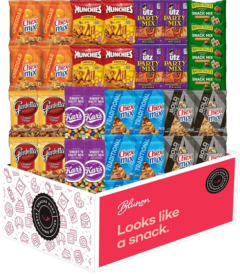 Pack Pack Package Packs (32 Pack) Snacks Variety for Adults - Snack Care - Party Mix Snack Mix Gift Box - Chex Mix