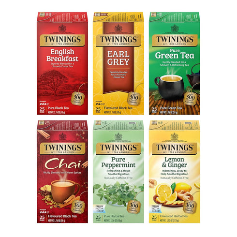 Twinings Variety Pack Tea Bags, 25 Count (Pack of 6) Includes English