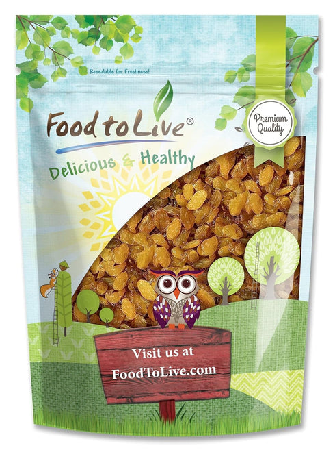 Food to Live California Jumbo Golden Raisins, 1.5 Pounds Seedless, Sun-Dried, No