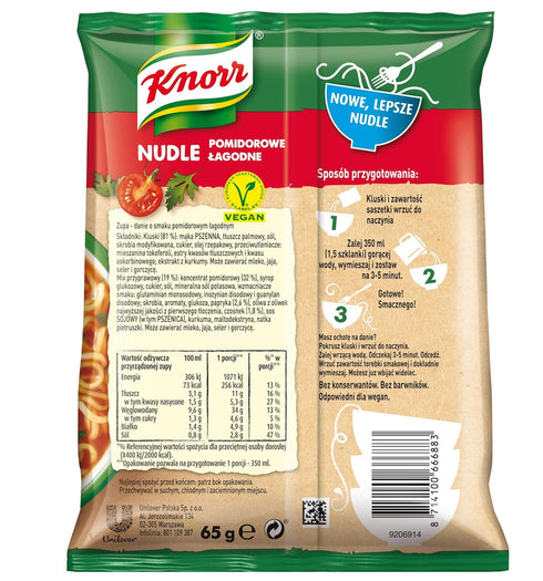 (3-Pack) Knorr Nudle Pomidorowe Lagodne Instant Tomato Noodle Soup