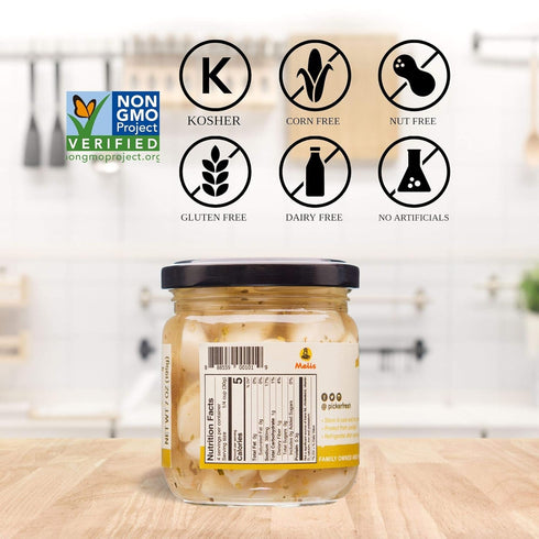 7 oz (3 Pack) Pickerfresh Pickled Garlic - Gourmet Garlic Cloves - Simple Ingredients - Non-GMO, Gluten Free & No