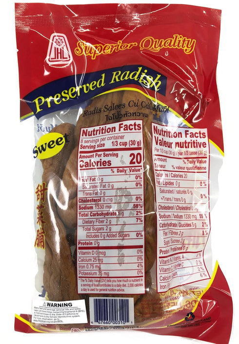 JHC 8Oz Whole Preserved Radish Sweet Product of Thailand