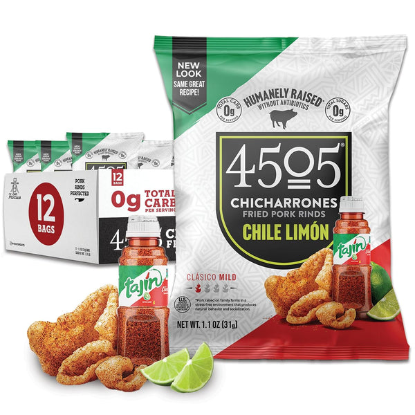 4505 Tajin Seasoned Chicharrones, Fried Pork Rinds - Chile Limon Mild Flavored