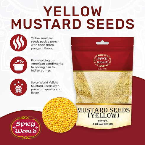 Spicy World 5-Pounds Yellow Mustard Seeds Bulk
