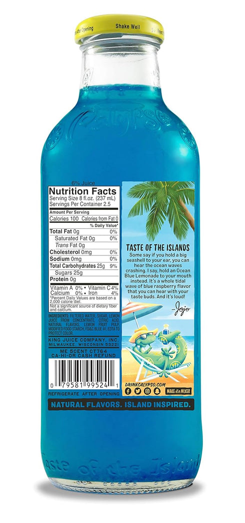 Calypso Lemonades 20 (Pack 12) Ocean Blue Lemonde, Ocean Blue, Fluid Ounce