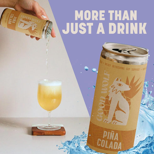 12 oz 2 GOOD WOLF Pia Colada Probiotic Refresher fl - Refreshing Sparkling Drink with lush flavors of tropical