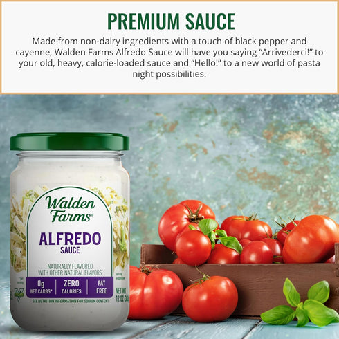 Pack 3-Pack, 12 oz Walden Farms Variety Sauce Garlic Herb, Tomato Basil & Alfredo Sauces Zero Calorie, Sugar Free, Keto